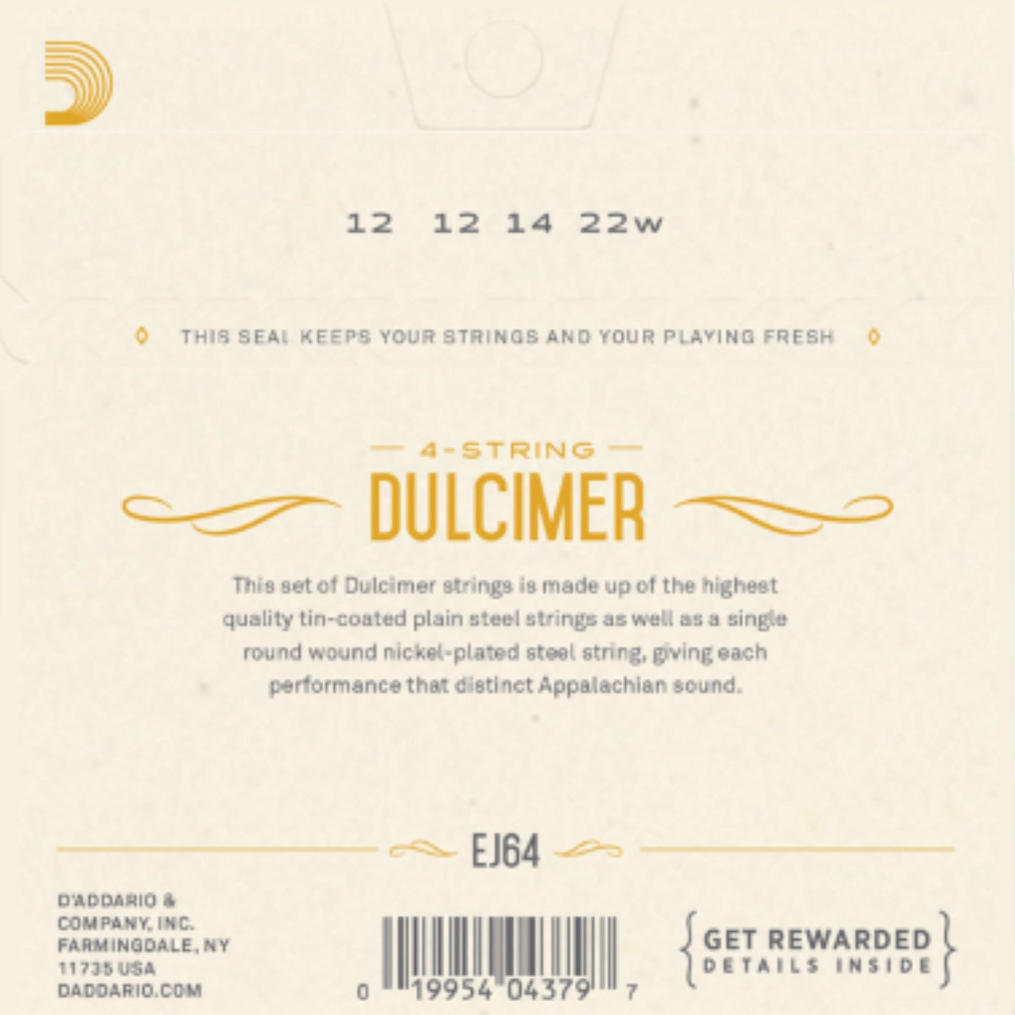 Daddario 4 String Dulcimer Strings (12-22)