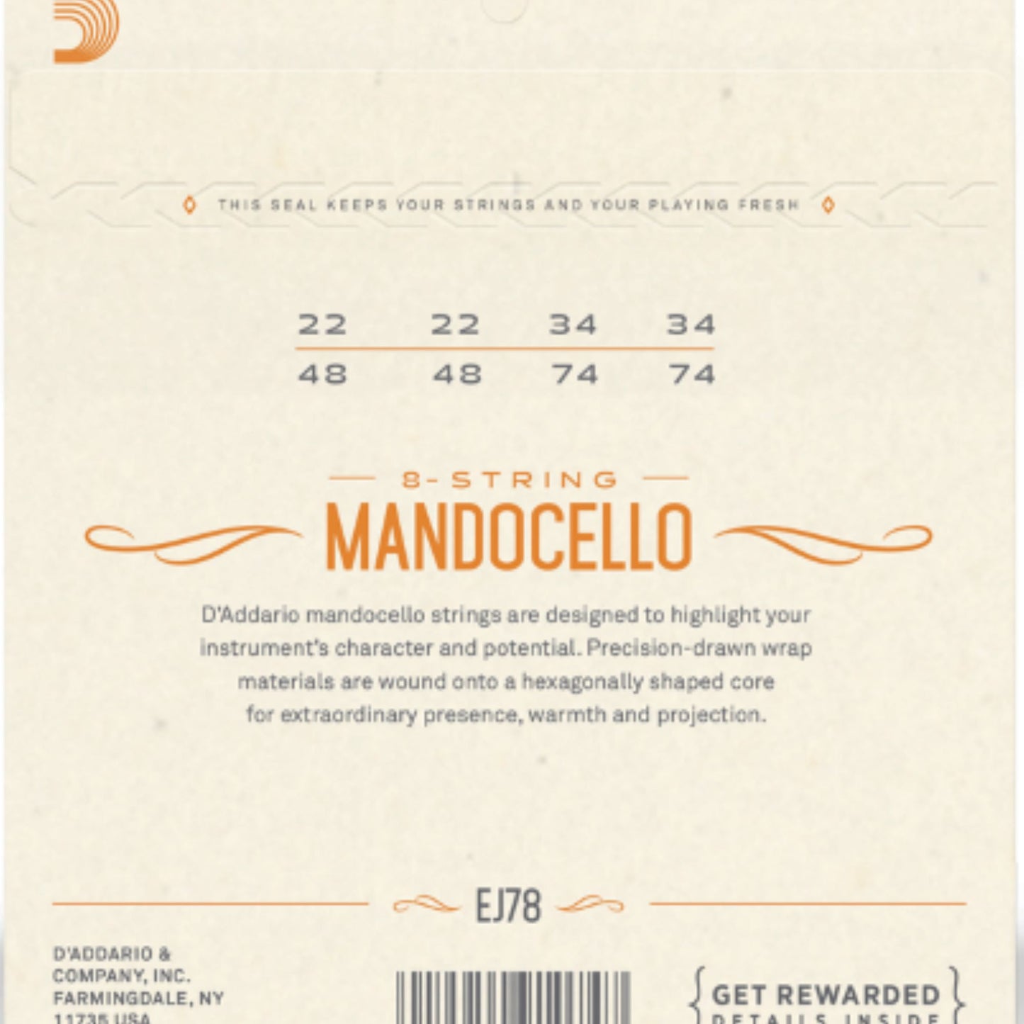 Daddario Phosphor Bronze Loop End Mandocello Strings (22-74)