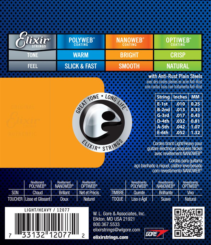 Elixir Nickel Nanoweb Light/Heavy 10-46 Electric Guitar Strings