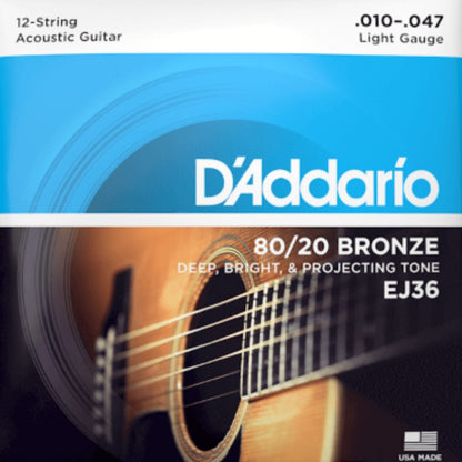 Daddario 80/20 Bronze 12 String 10-47 Light Gauge