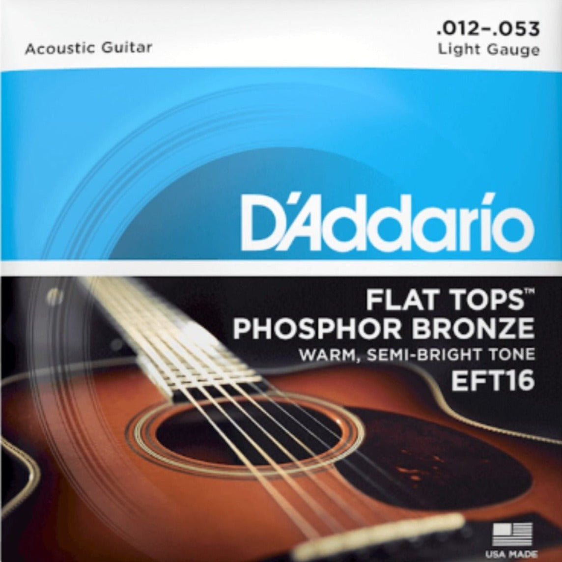 Daddario Flat Top Acoustic Guitar Strings 12-53 Gauge