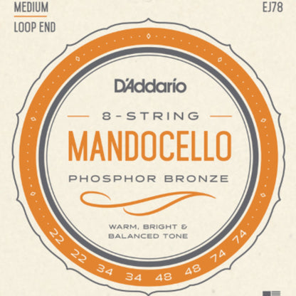 Daddario Phosphor Bronze Loop End Mandocello Strings (22-74)