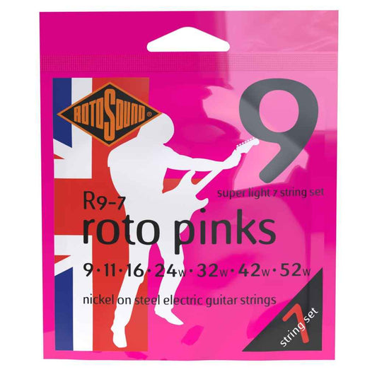 Rotosound Roto Pinks 7 String Electric Guitar Strings (9-52)