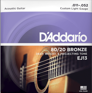 Daddario 80/20 Bronze Custom Light Gauge 11-52 Acoustic Guitar Strings