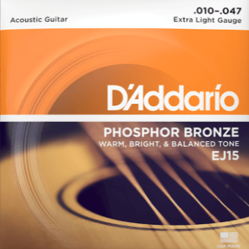 Daddario Phosphor Bronze Extra Light Gauge 10-47 Acoustic Guitar Strings