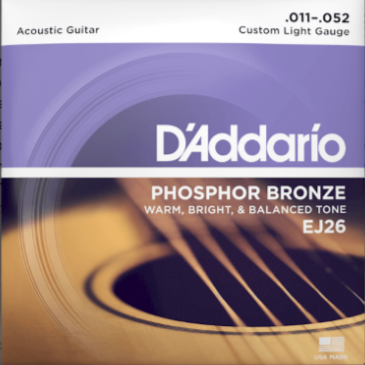 Daddario Phosphor Bronze Custom Light Gauge 11-52 Acoustic Guitar Strings