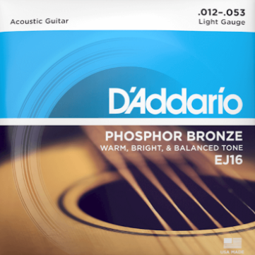 Daddario Phosphor Bronze Light Gauge 12-53 Acoustic Guitar Strings