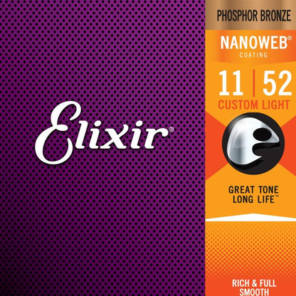 Elixir Nanoweb Acoustic Guitar Strings 11-52